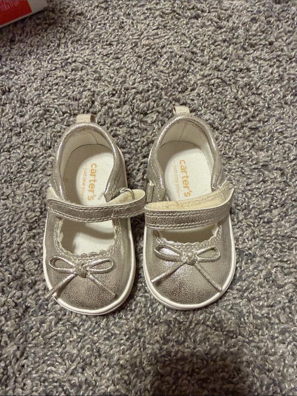 Carter's Shimmery Silver Mary Jane Baby Shoes